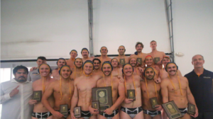 Featuring the entire men's club water polo team from UC San Diego at National Championship game winning award